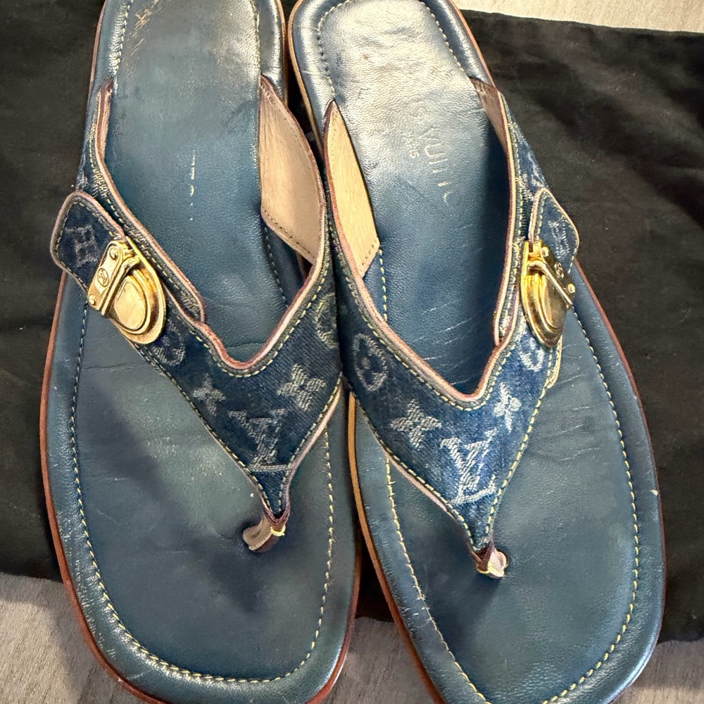 Louis Vuitton Denim Sandals AUTHENTIC